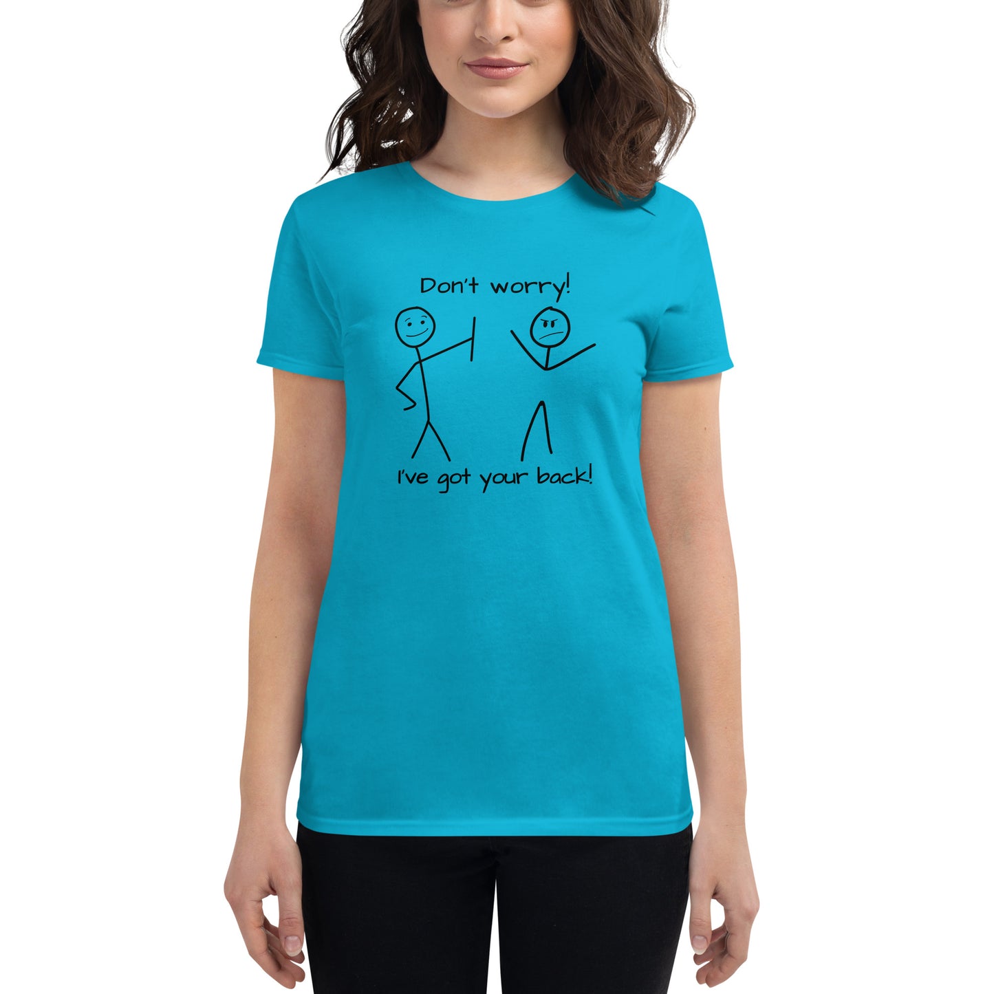 I've got your back! stick figures Women's short sleeve t-shirt