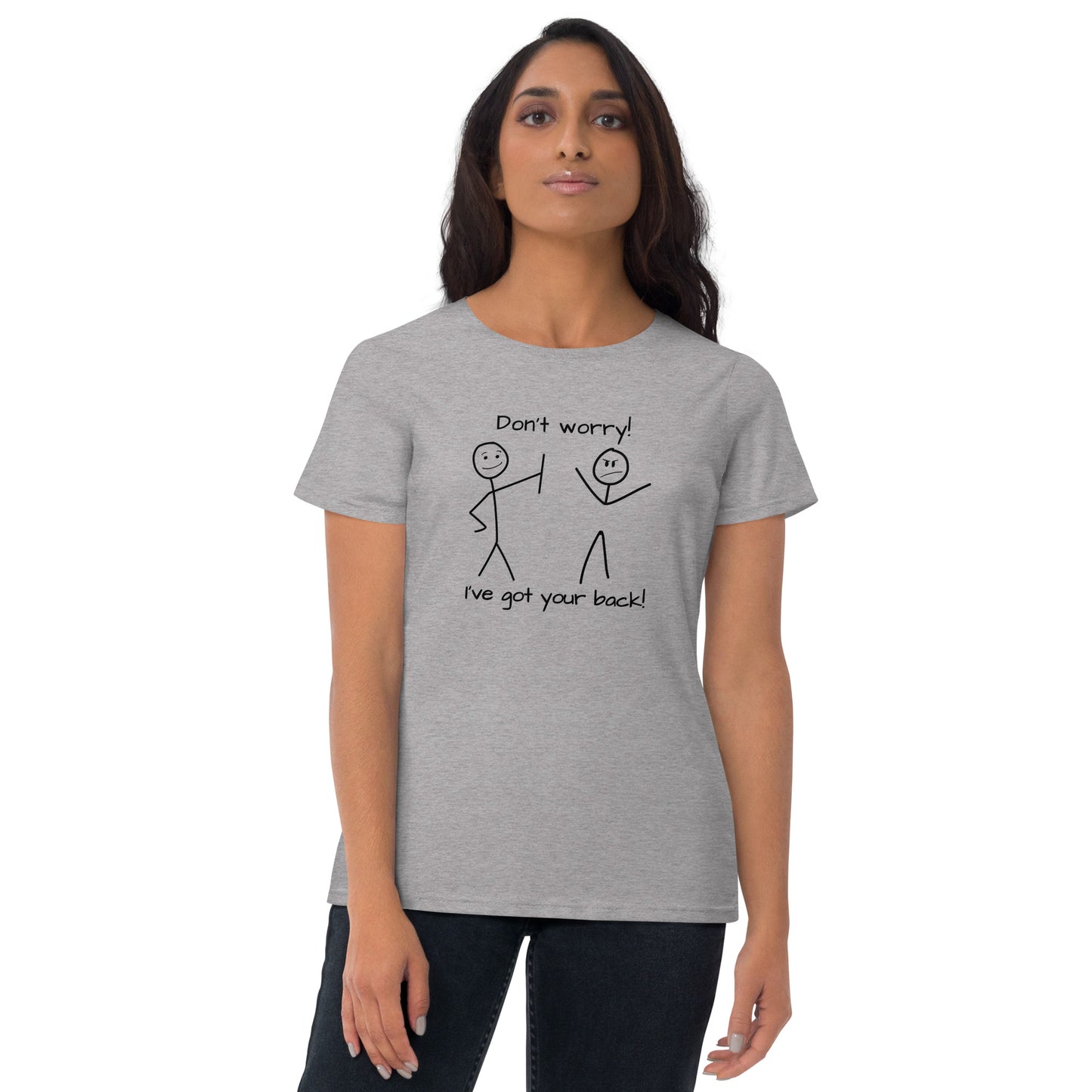 I've got your back! stick figures Women's short sleeve t-shirt