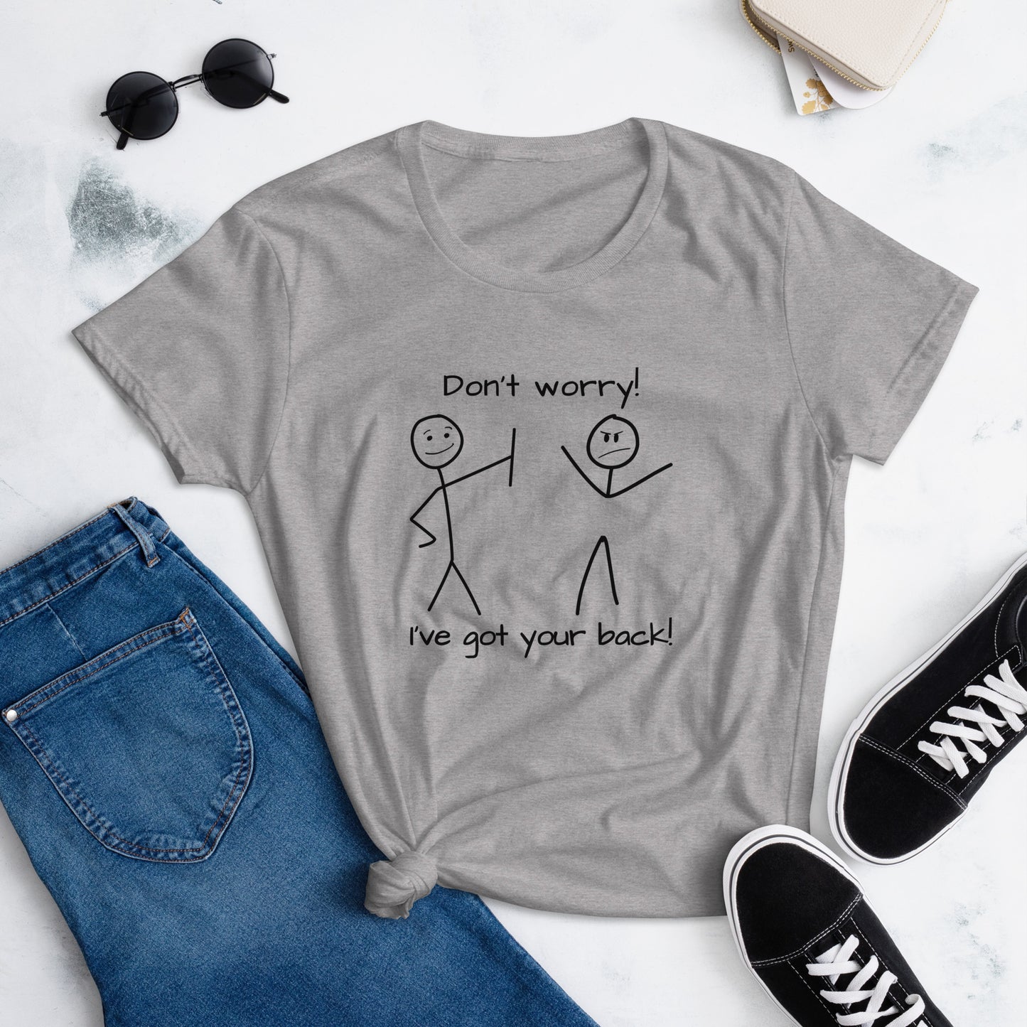 I've got your back! stick figures Women's short sleeve t-shirt