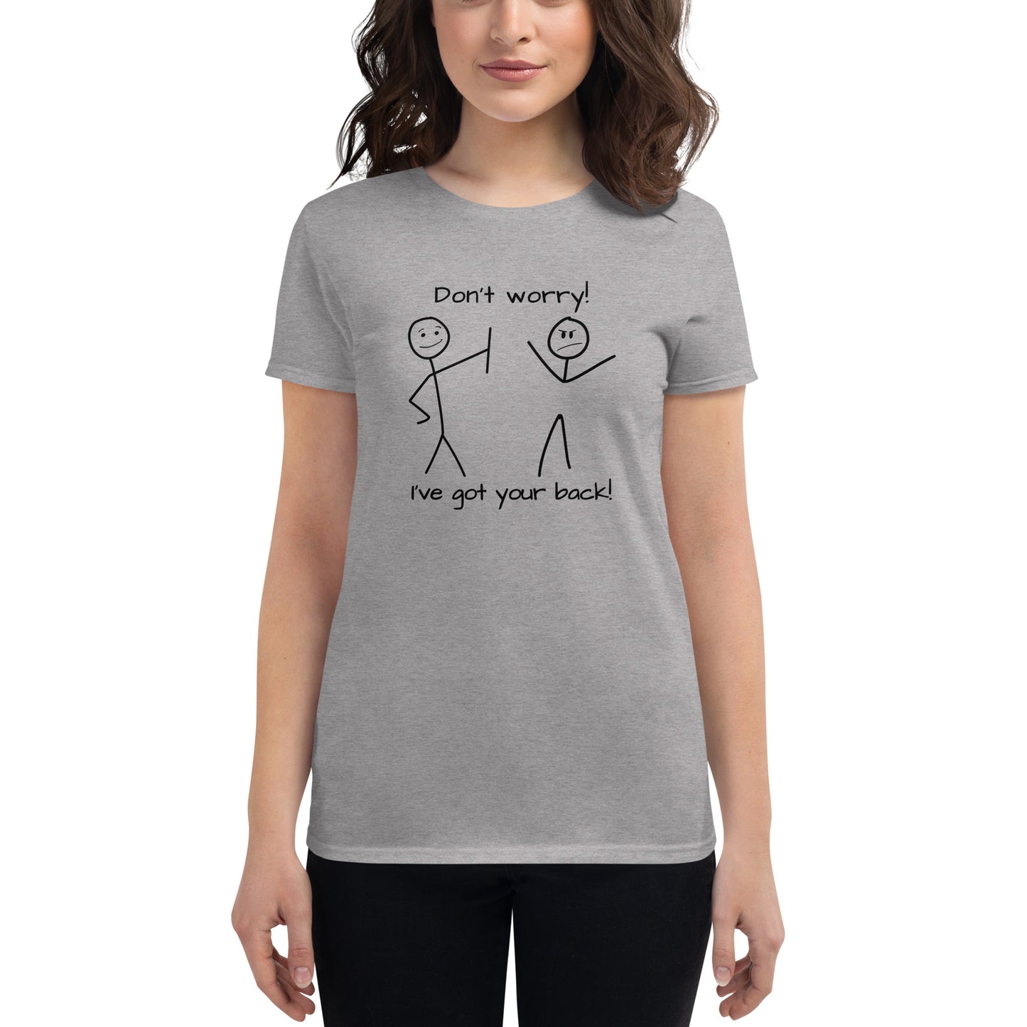 I've got your back! stick figures Women's short sleeve t-shirt