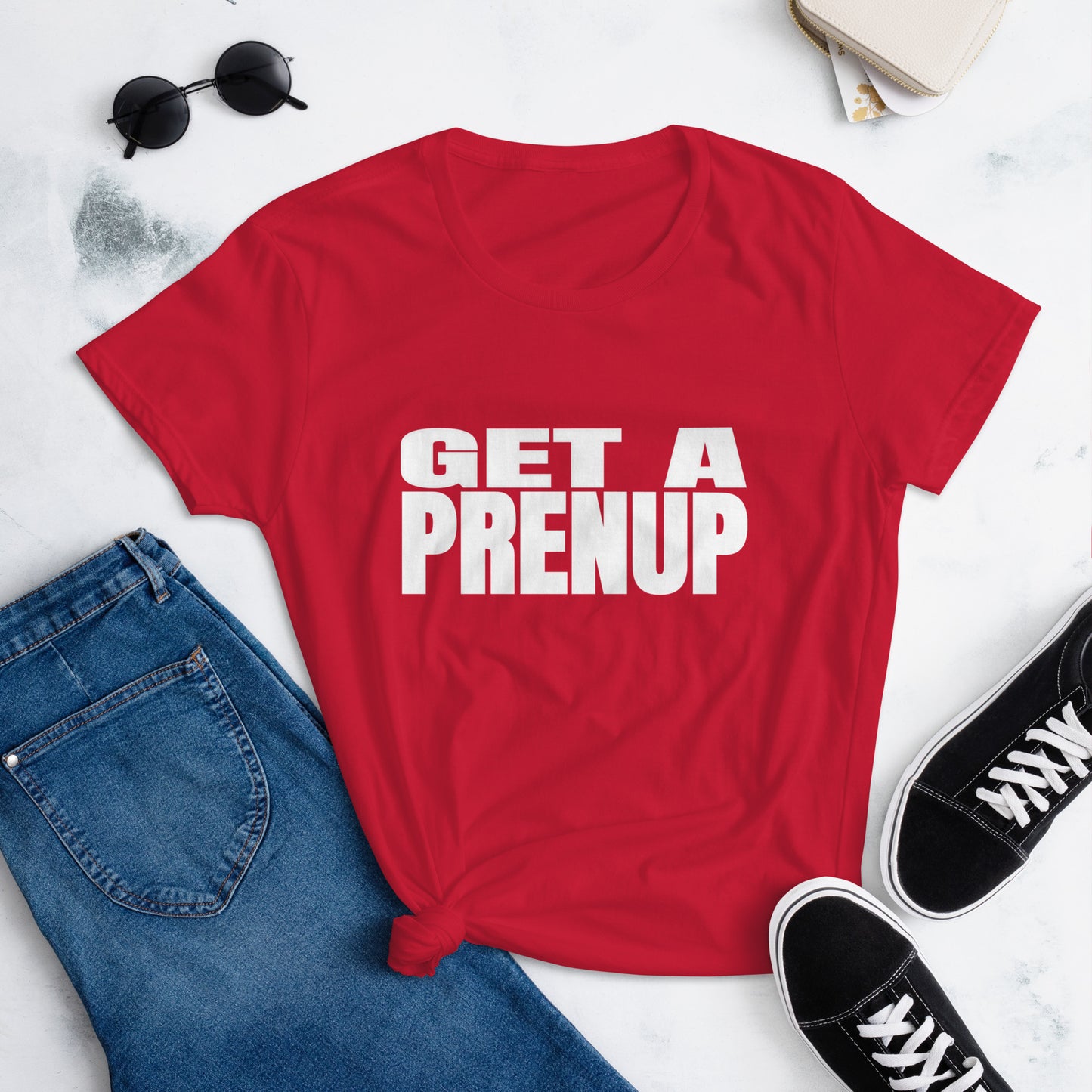 GET A PRENUP Women's short sleeve t-shirt