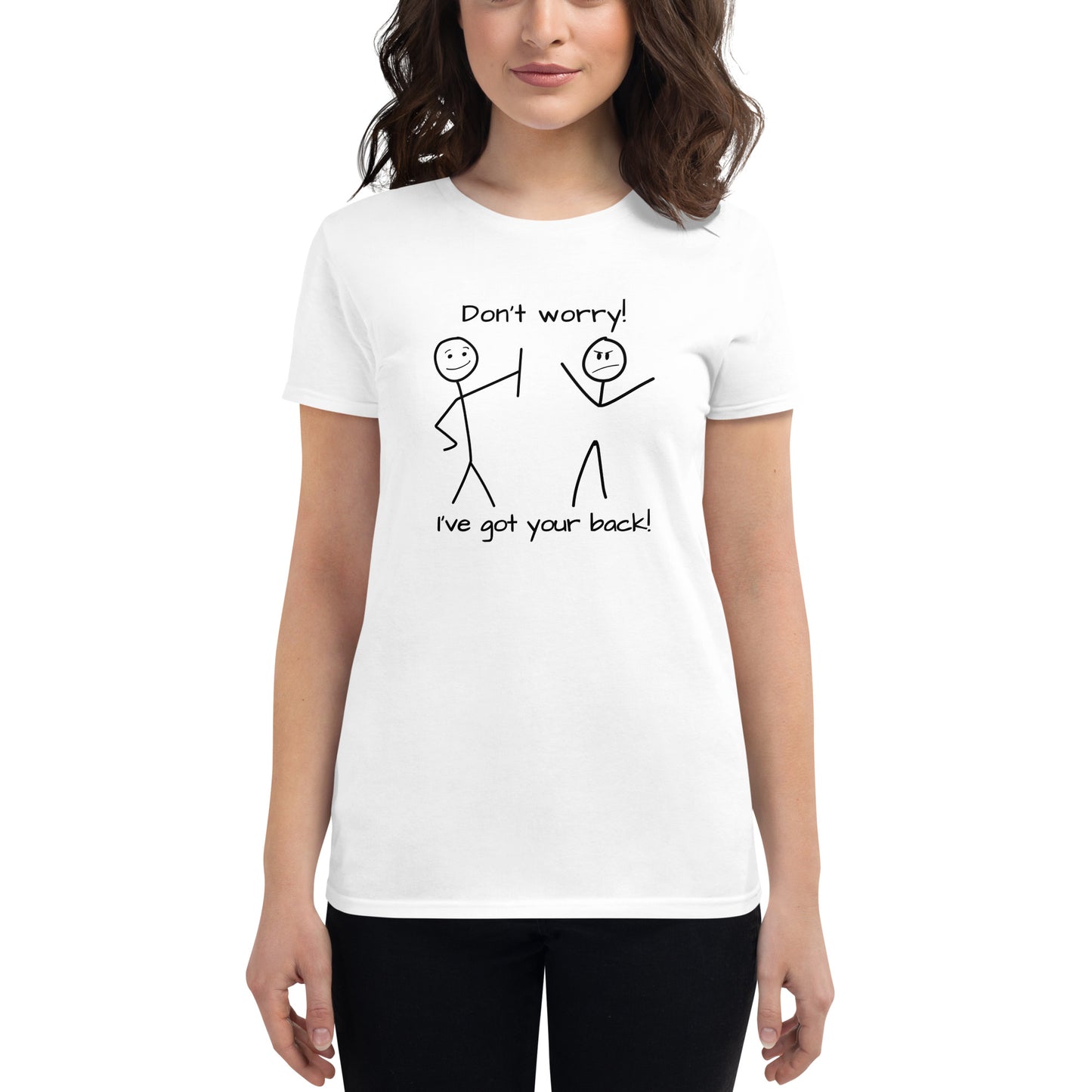 I've got your back! stick figures Women's short sleeve t-shirt