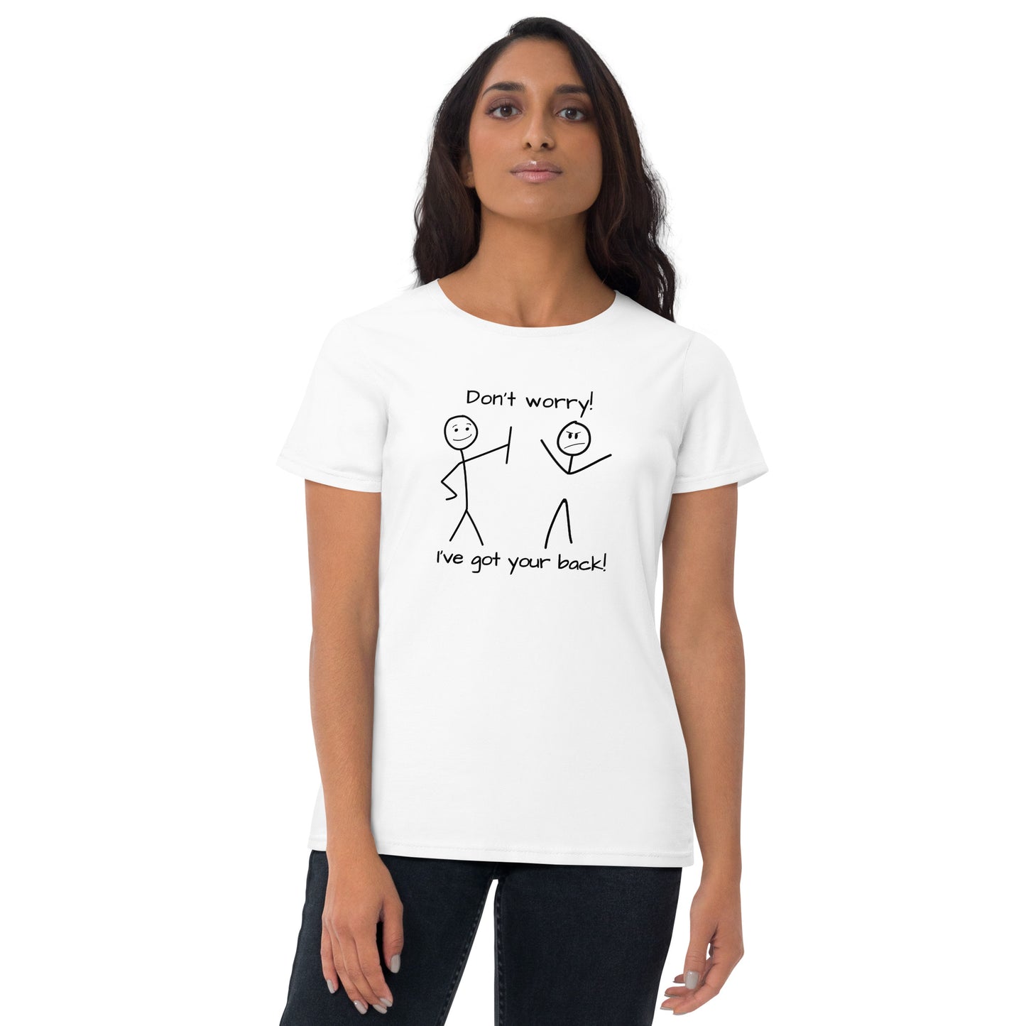 I've got your back! stick figures Women's short sleeve t-shirt