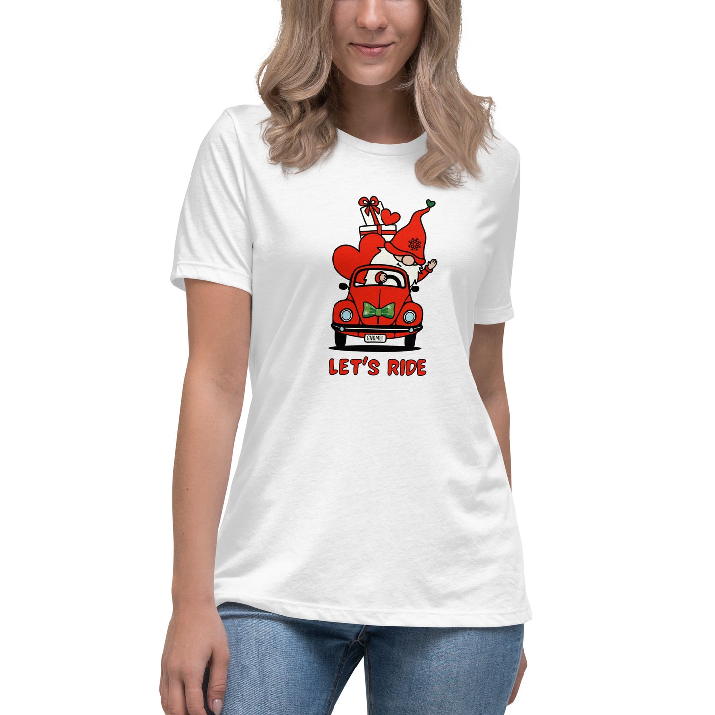 Christmas Gnome Let's Ride! Women's Relaxed T-Shirt