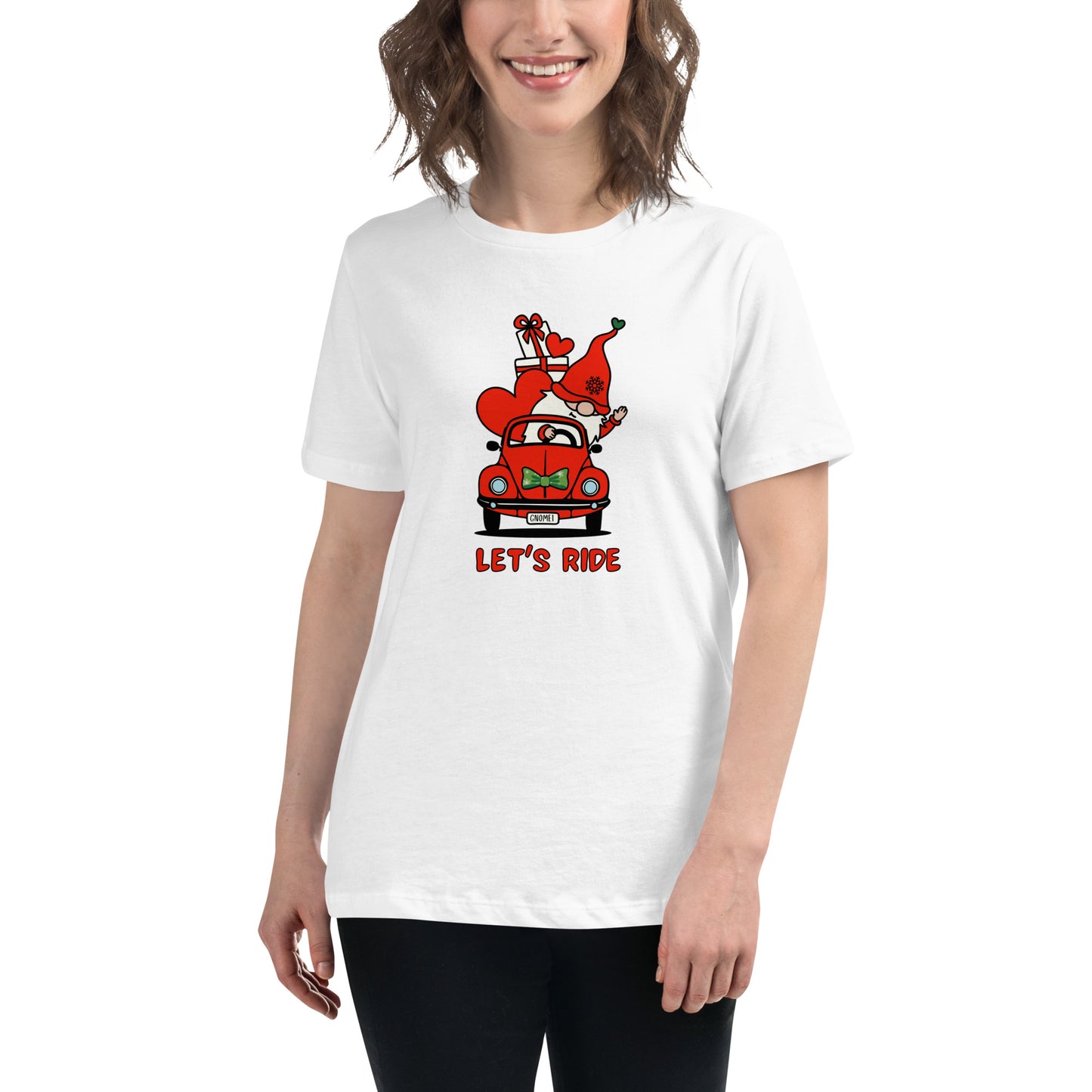 Christmas Gnome Let's Ride! Women's Relaxed T-Shirt