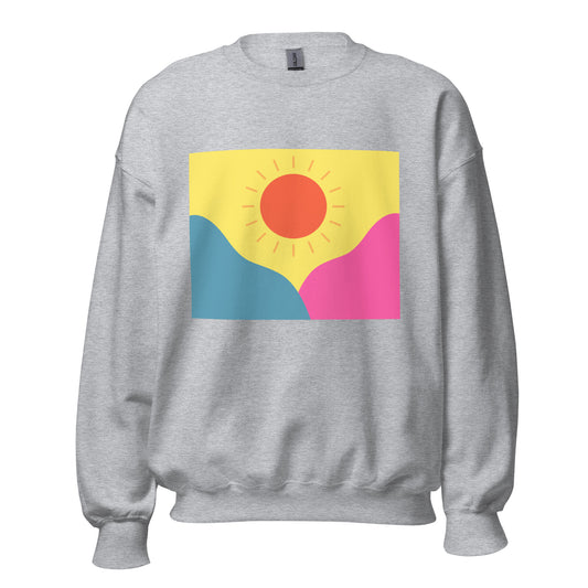 Abstract sun above mountains Unisex Sweatshirt