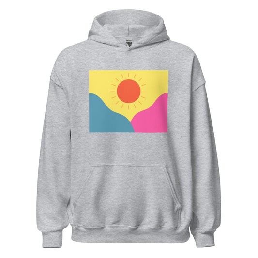 Abstract sun above mountains Unisex Hoodie