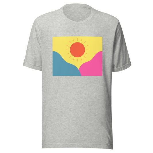 Abstract sun above mountains Unisex t-shirt