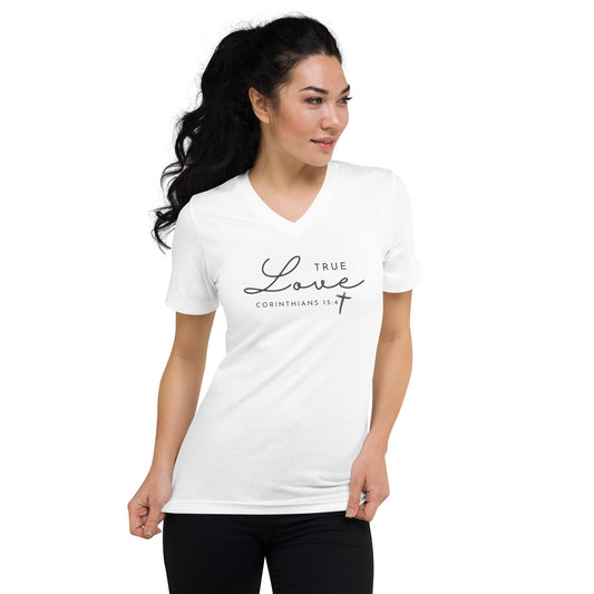 Corinthians 13:4 Unisex Short Sleeve V-Neck T-Shirt