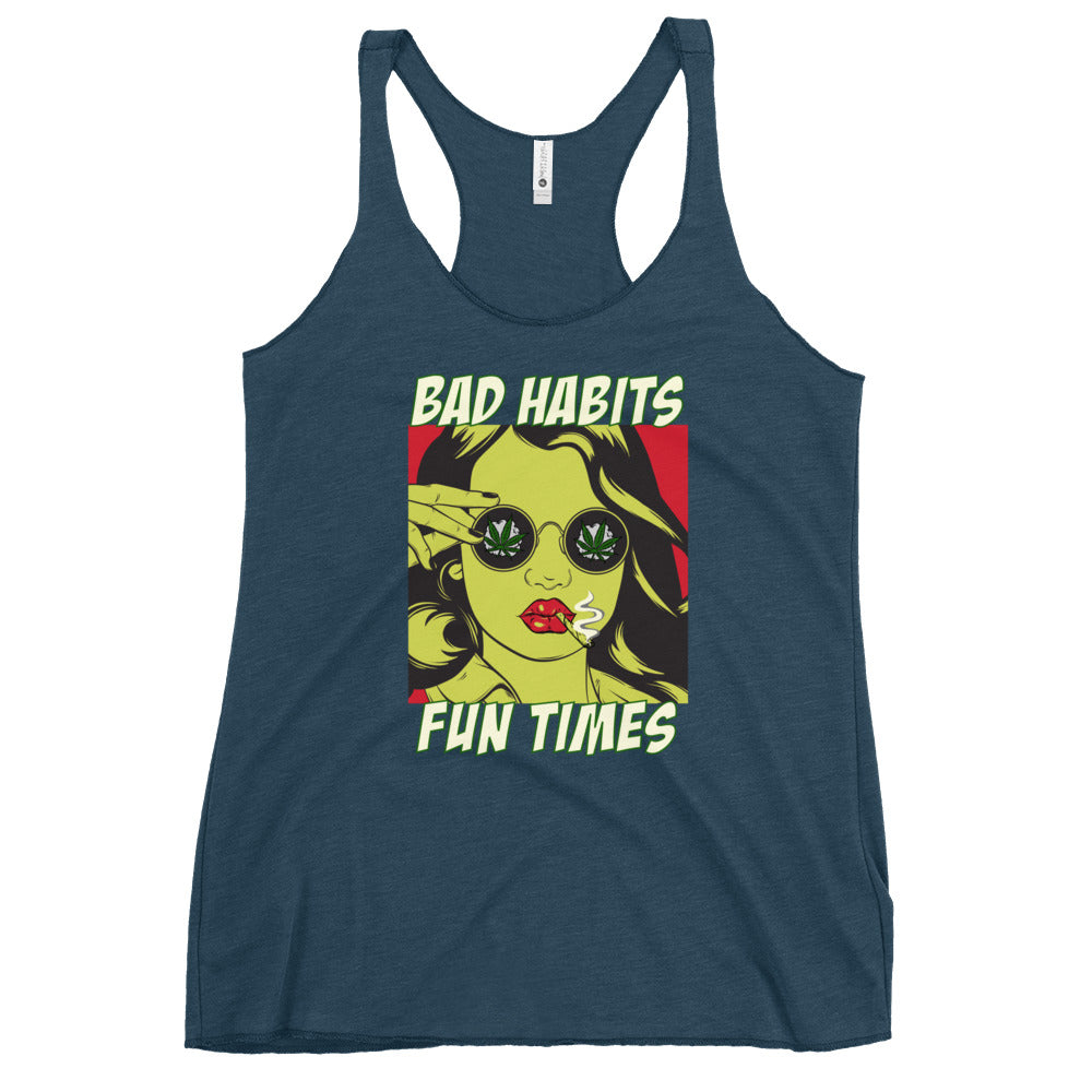 BAD HABITS. FUN TIMES. pop art Women's Racerback Tank