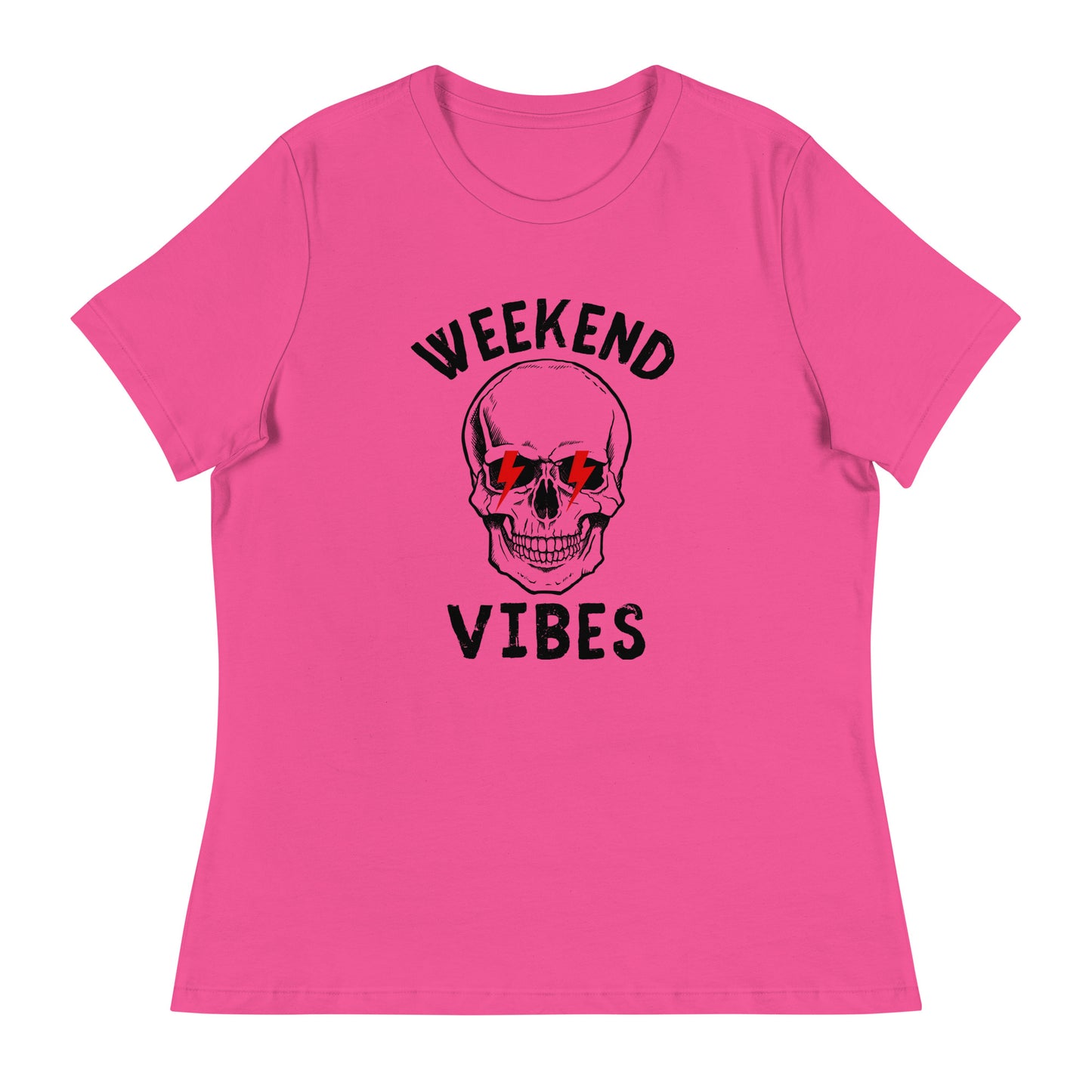 Weekend Vibes Lightning Skull Women's Relaxed T-Shirt