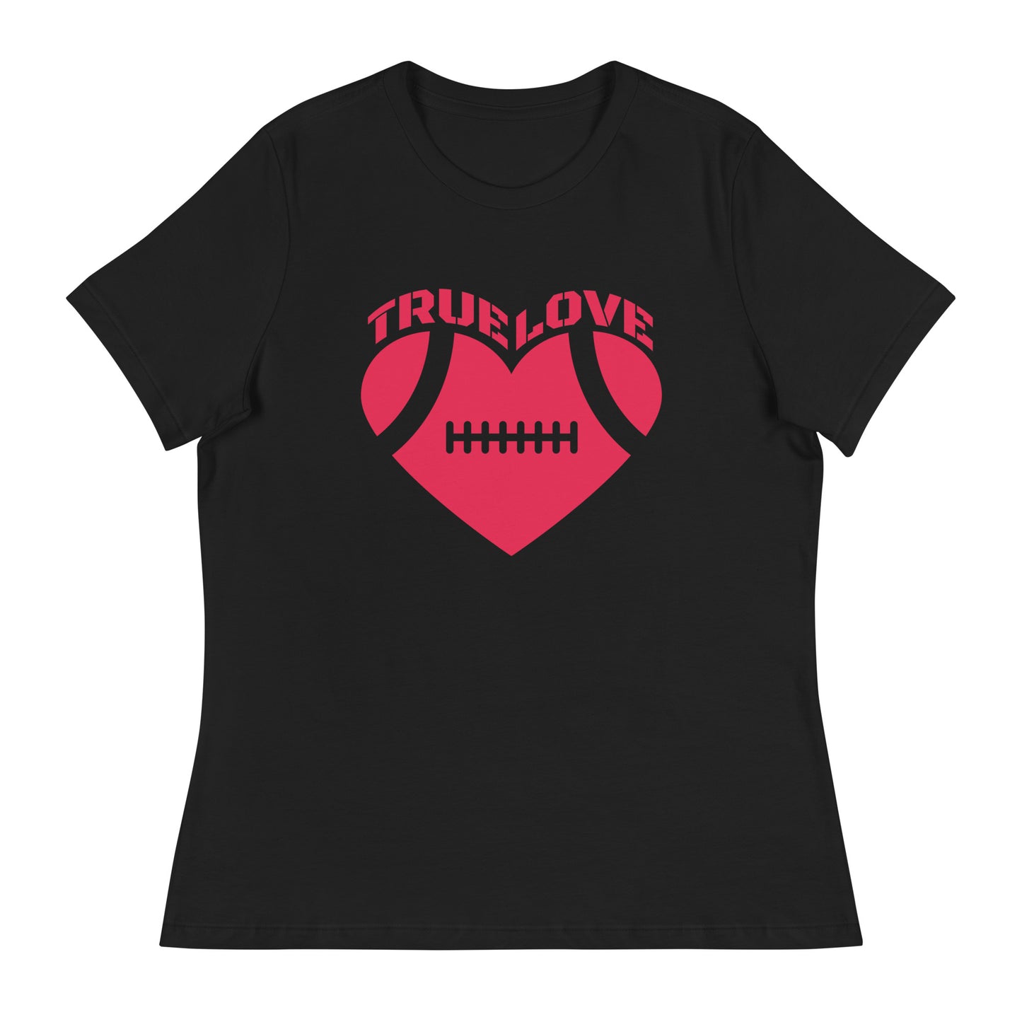 True Love Football Heart Women's Relaxed T-Shirt