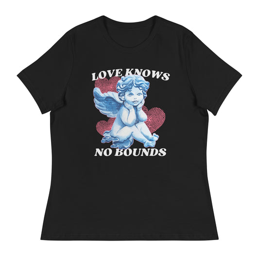 Love Knows No Bounds cherub angel Women's Relaxed T-Shirt