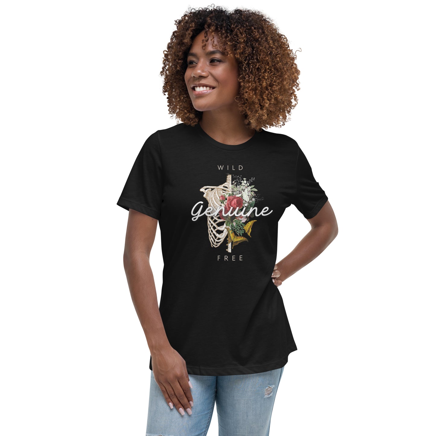 Wild Free GENUINE floral skeleton Women's Relaxed T-Shirt