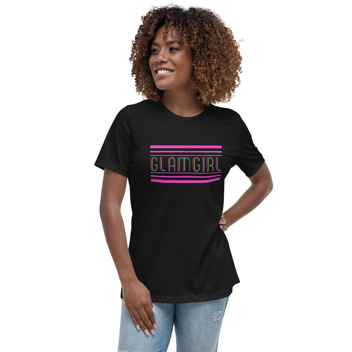 Glam Girl retro neon Women's Relaxed T-Shirt