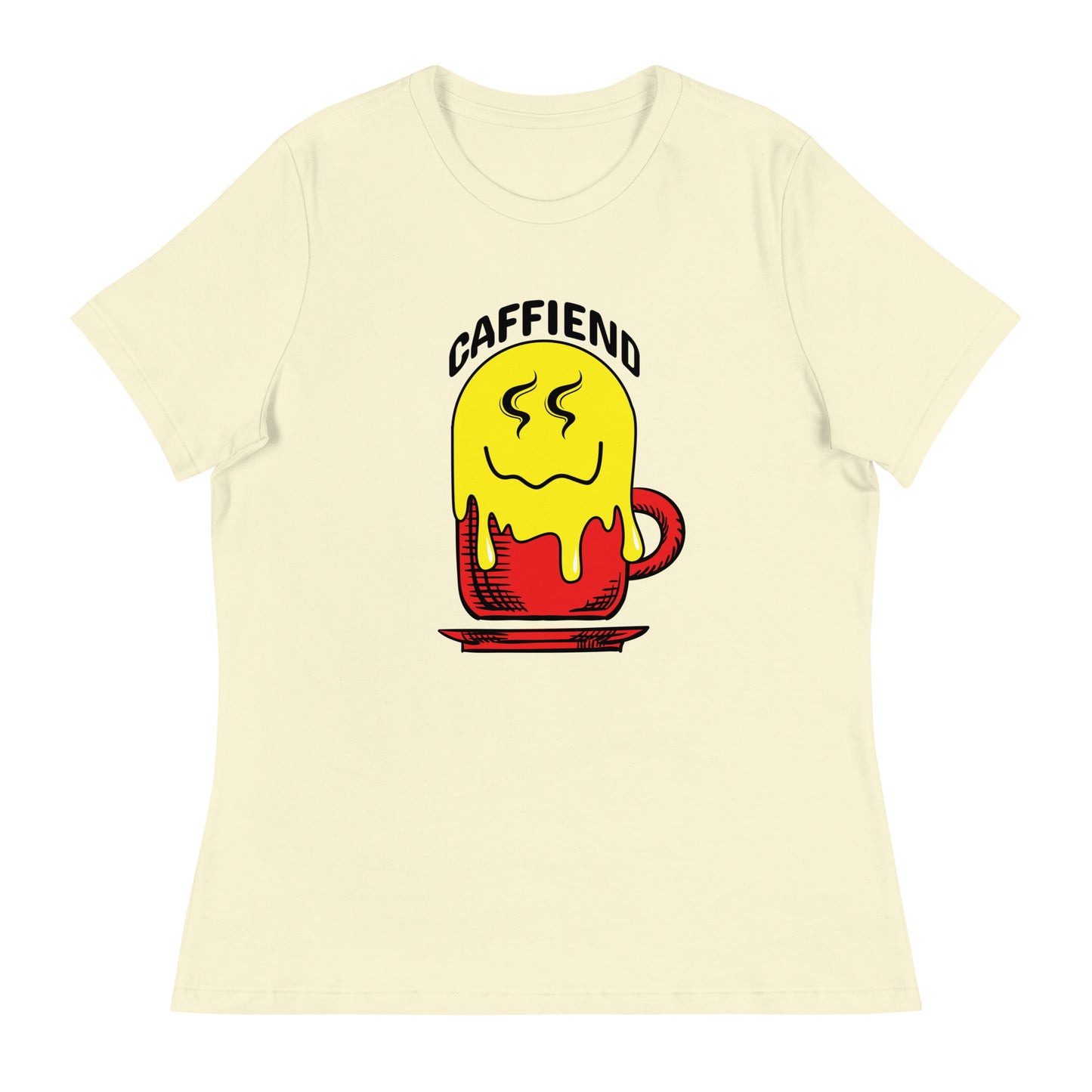 Melting Smile Emoji Caffeind Women's Relaxed T-Shirt