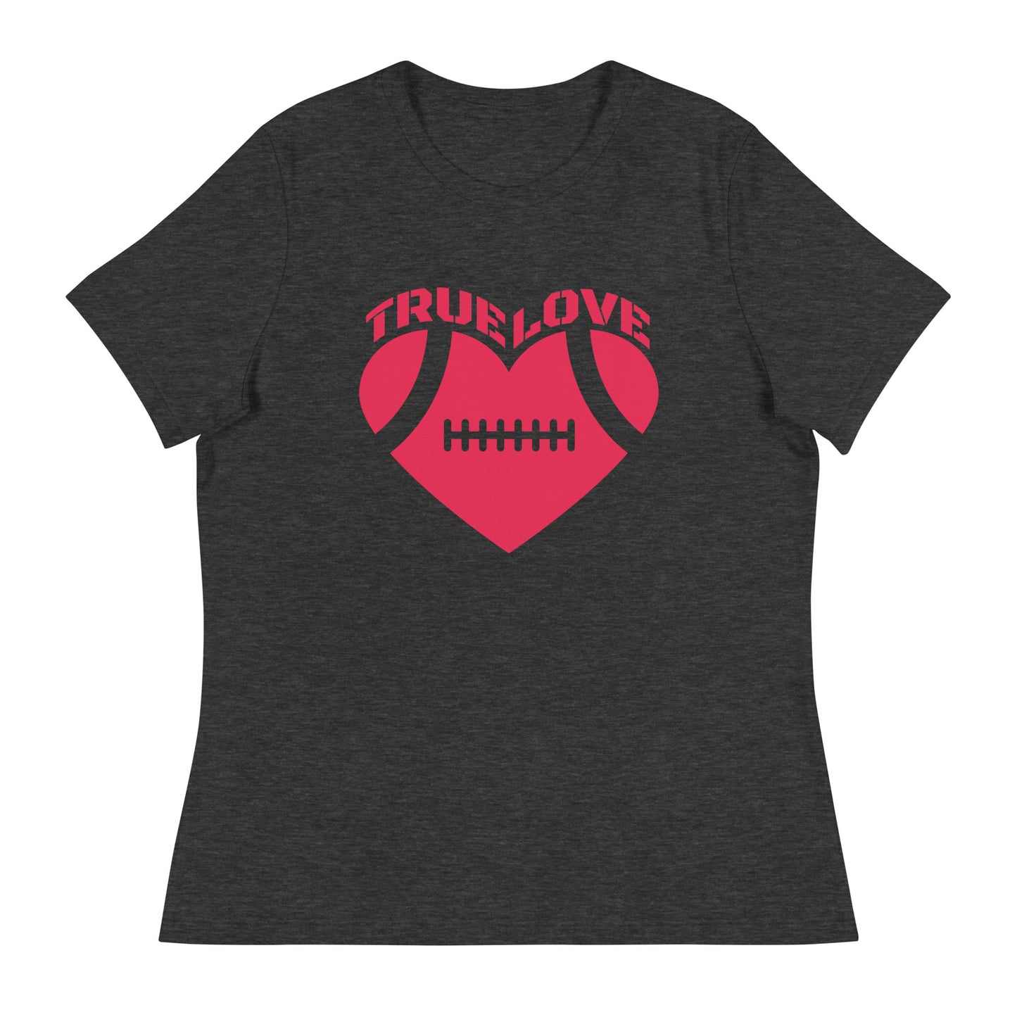 True Love Football Heart Women's Relaxed T-Shirt