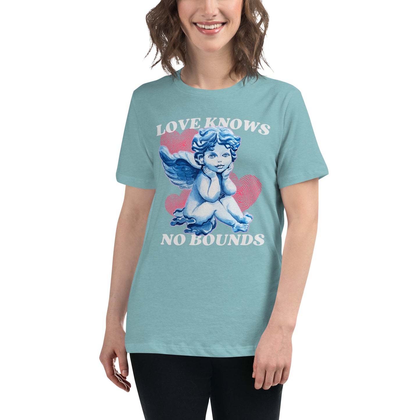 Love Knows No Bounds cherub angel Women's Relaxed T-Shirt