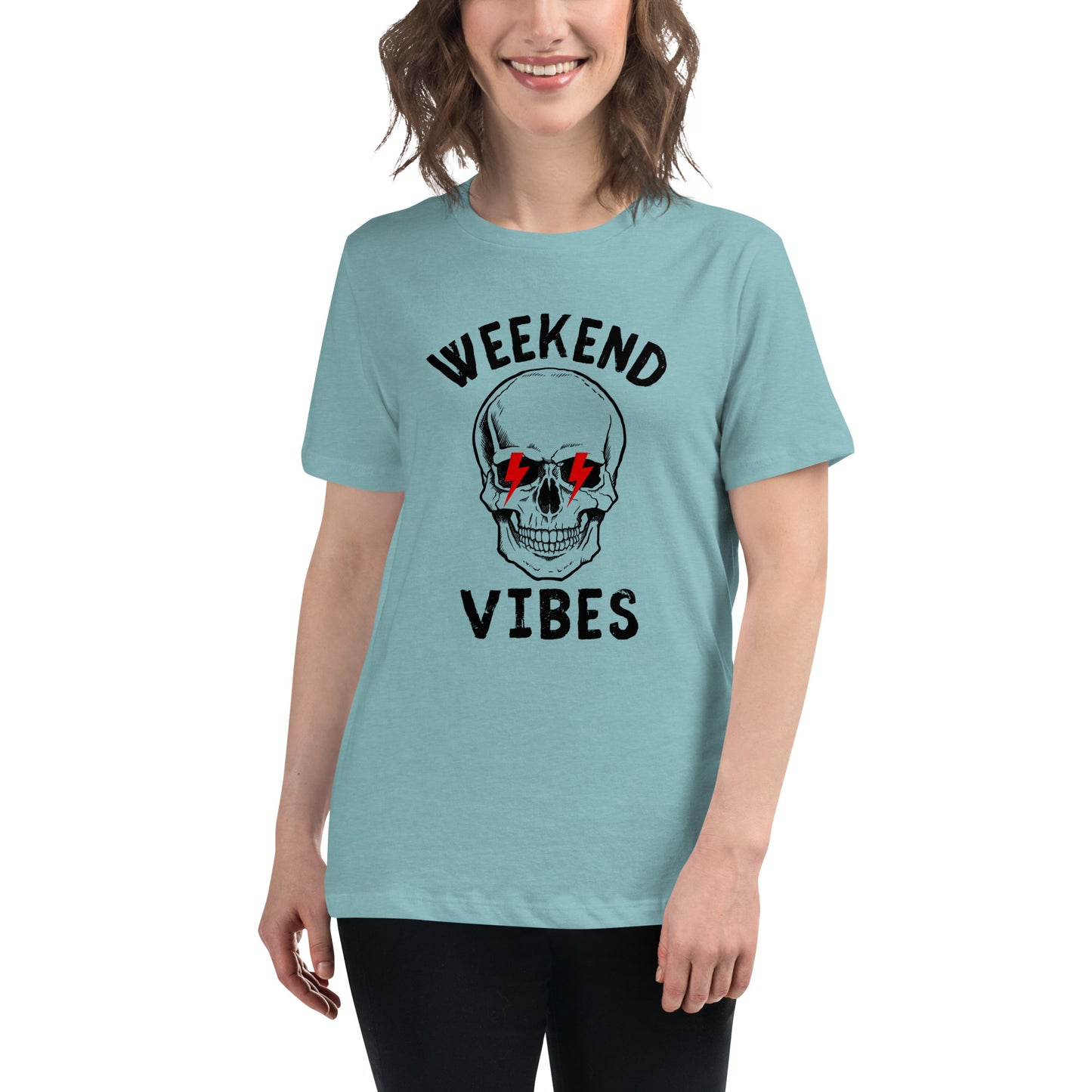 Weekend Vibes Lightning Skull Women's Relaxed T-Shirt