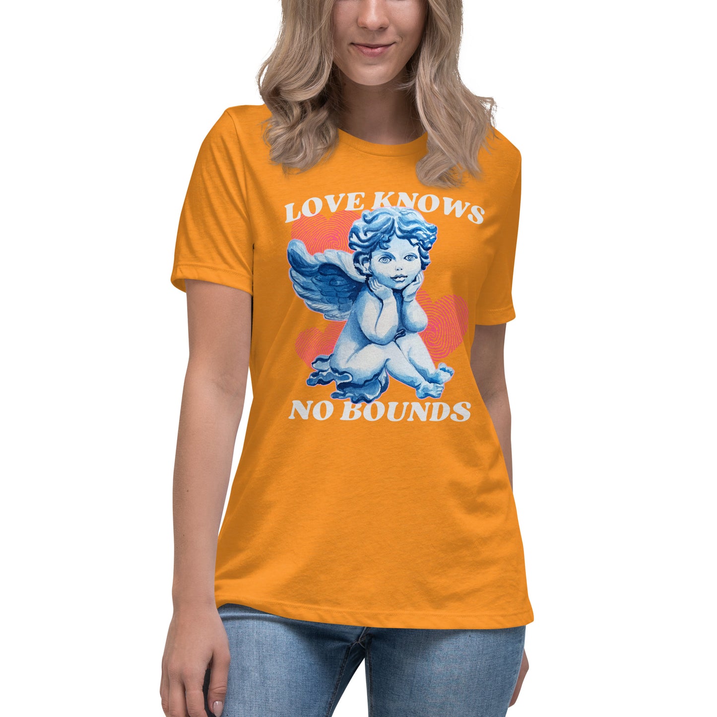 Love Knows No Bounds cherub angel Women's Relaxed T-Shirt