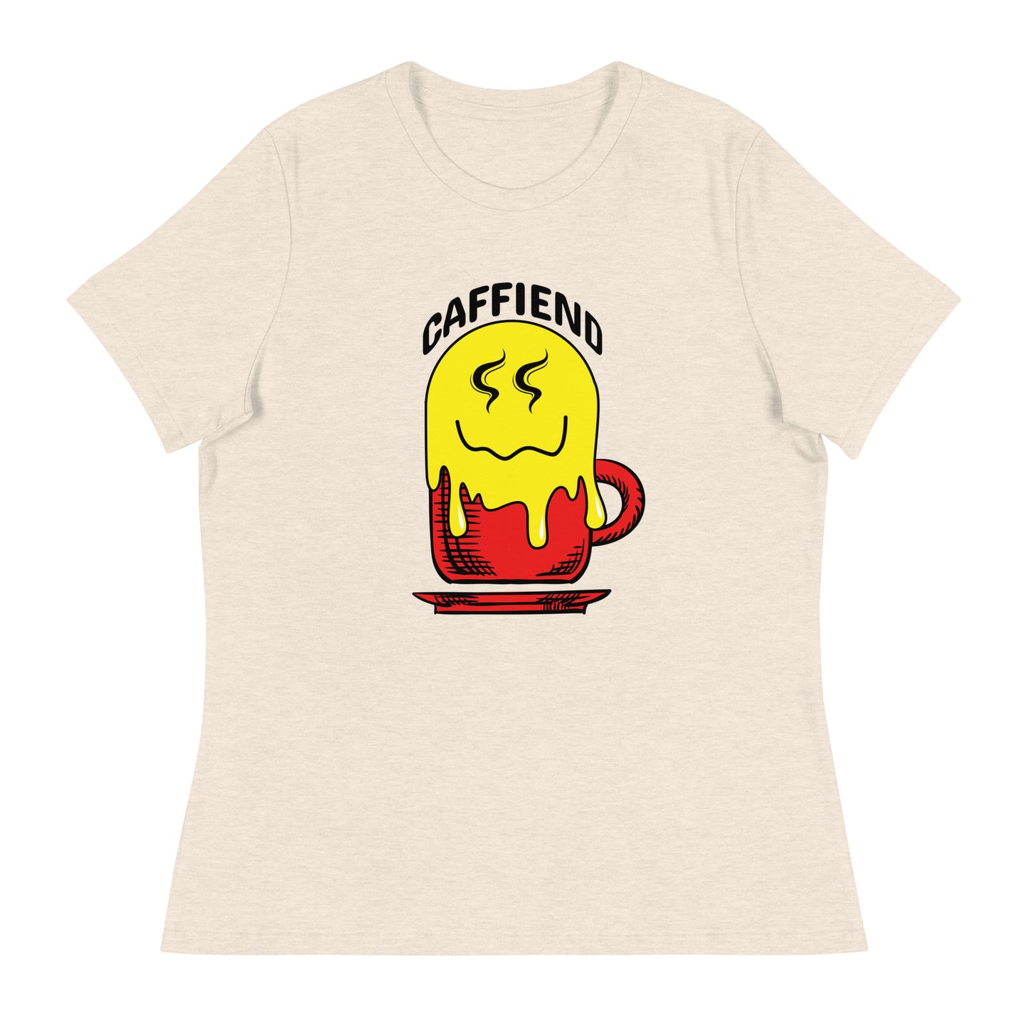 Melting Smile Emoji Caffeind Women's Relaxed T-Shirt