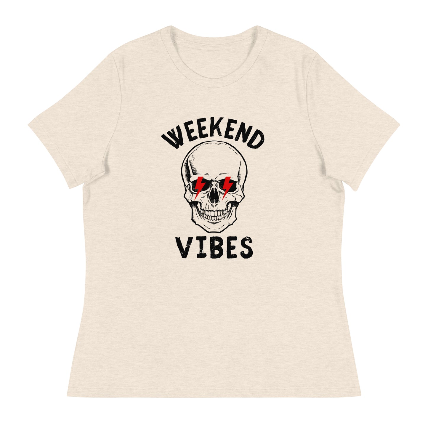 Weekend Vibes Lightning Skull Women's Relaxed T-Shirt