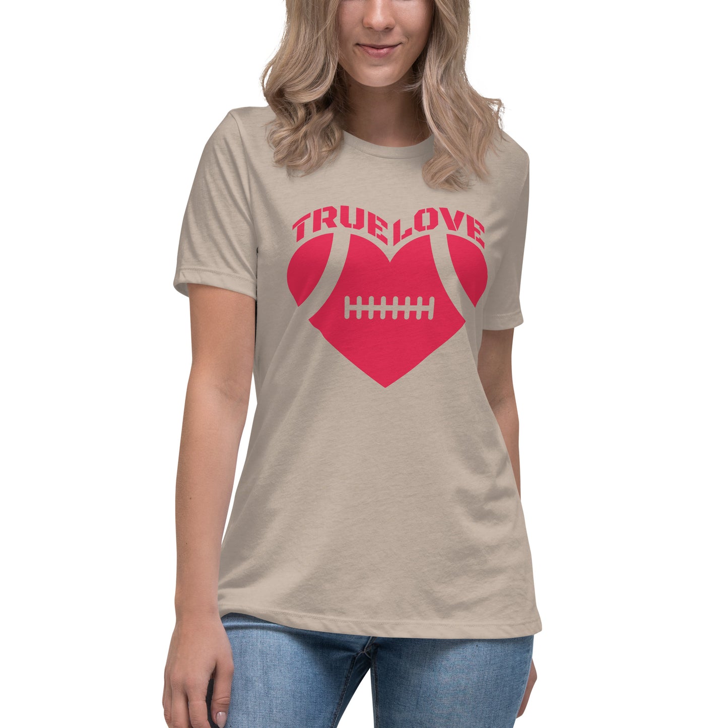 True Love Football Heart Women's Relaxed T-Shirt