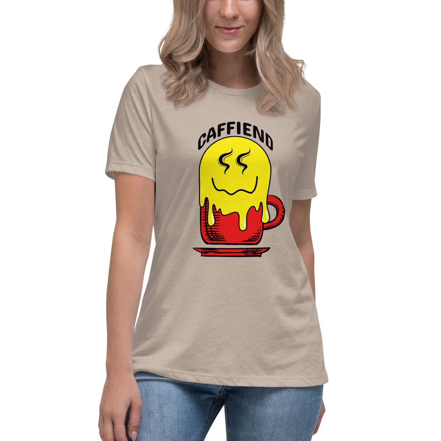 Melting Smile Emoji Caffeind Women's Relaxed T-Shirt