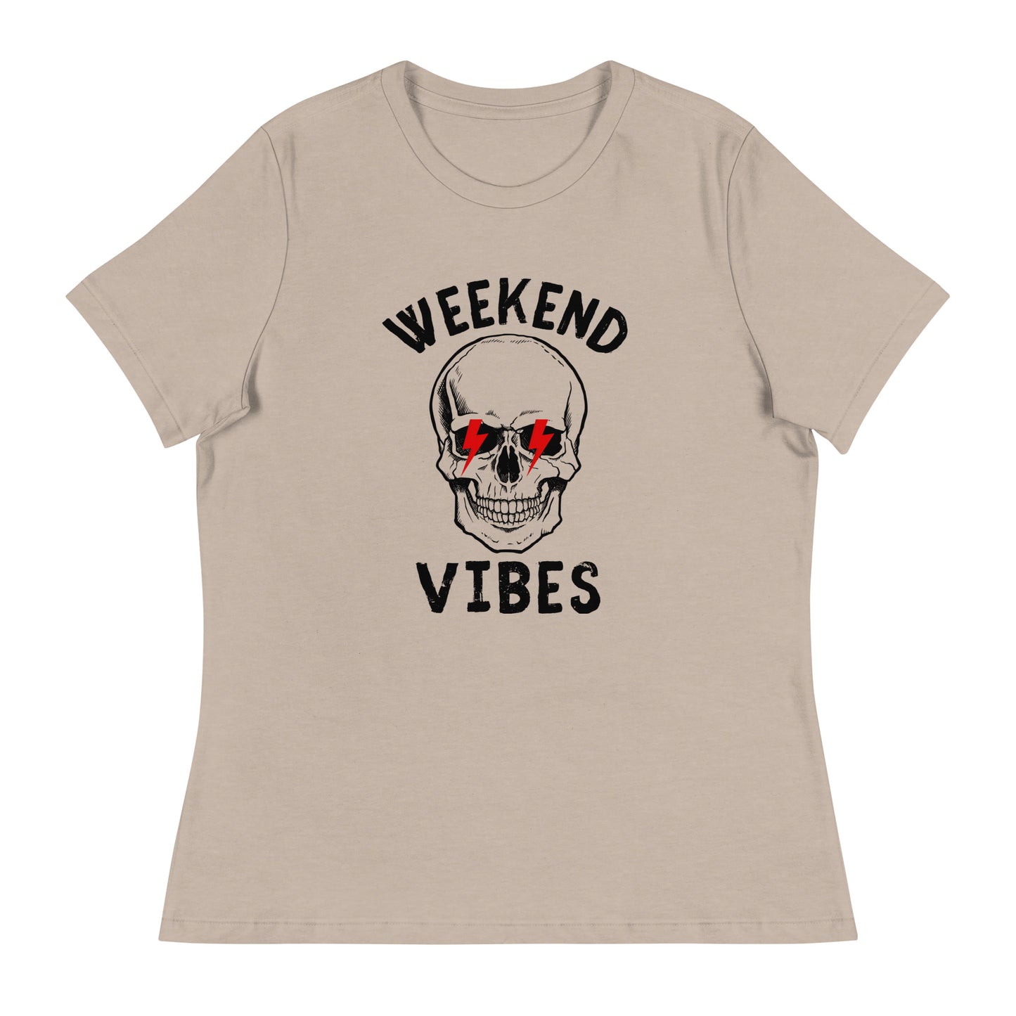 Weekend Vibes Lightning Skull Women's Relaxed T-Shirt