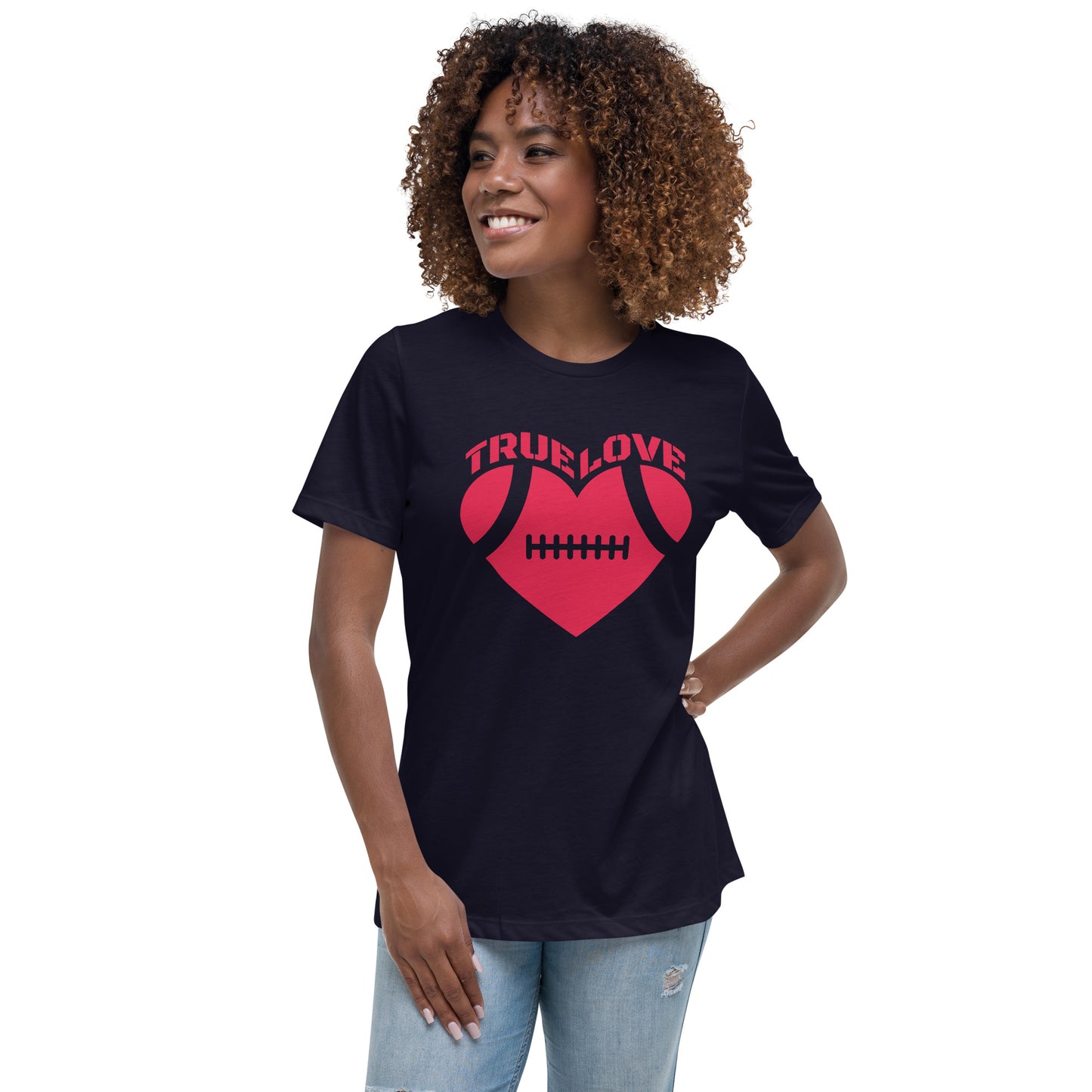 True Love Football Heart Women's Relaxed T-Shirt