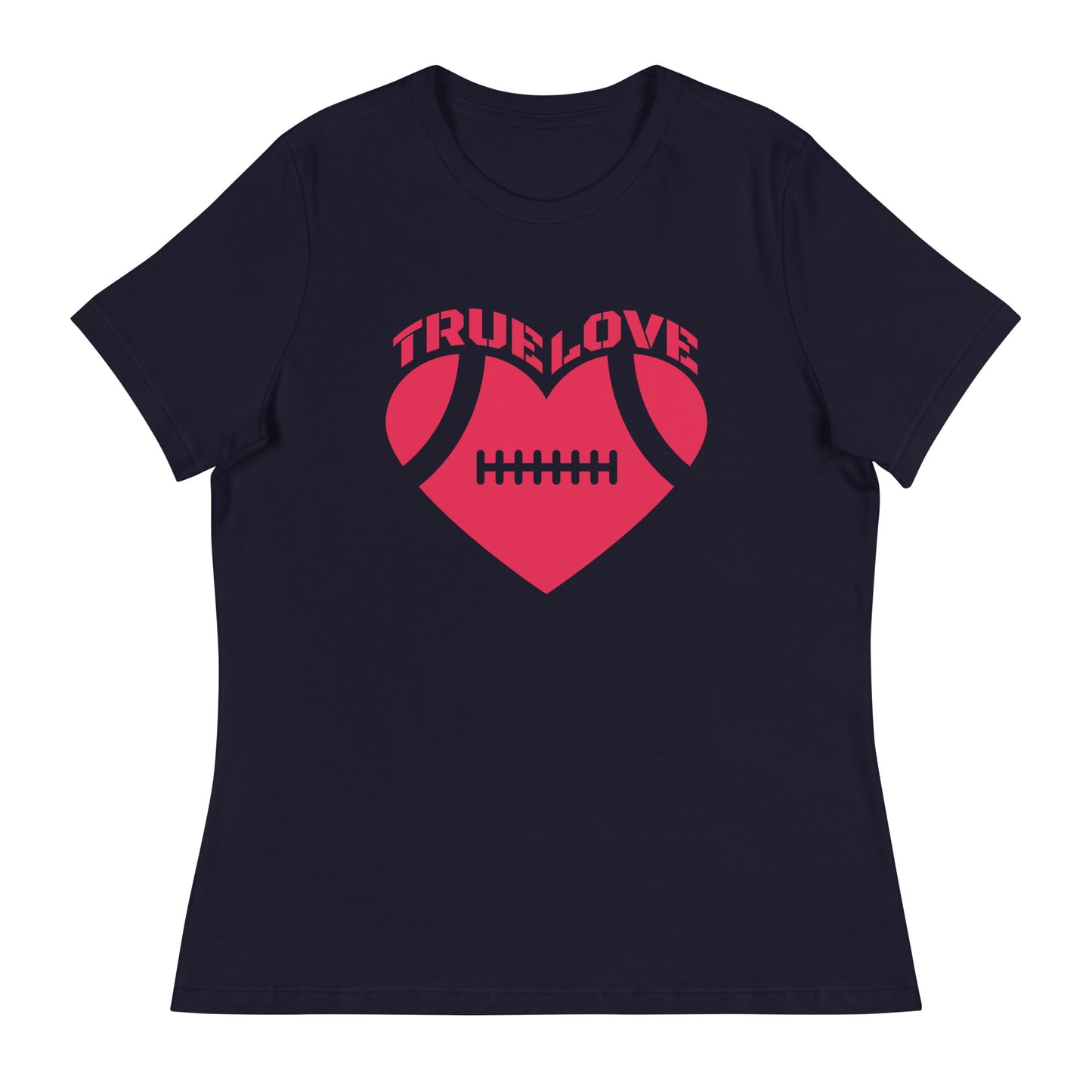 True Love Football Heart Women's Relaxed T-Shirt