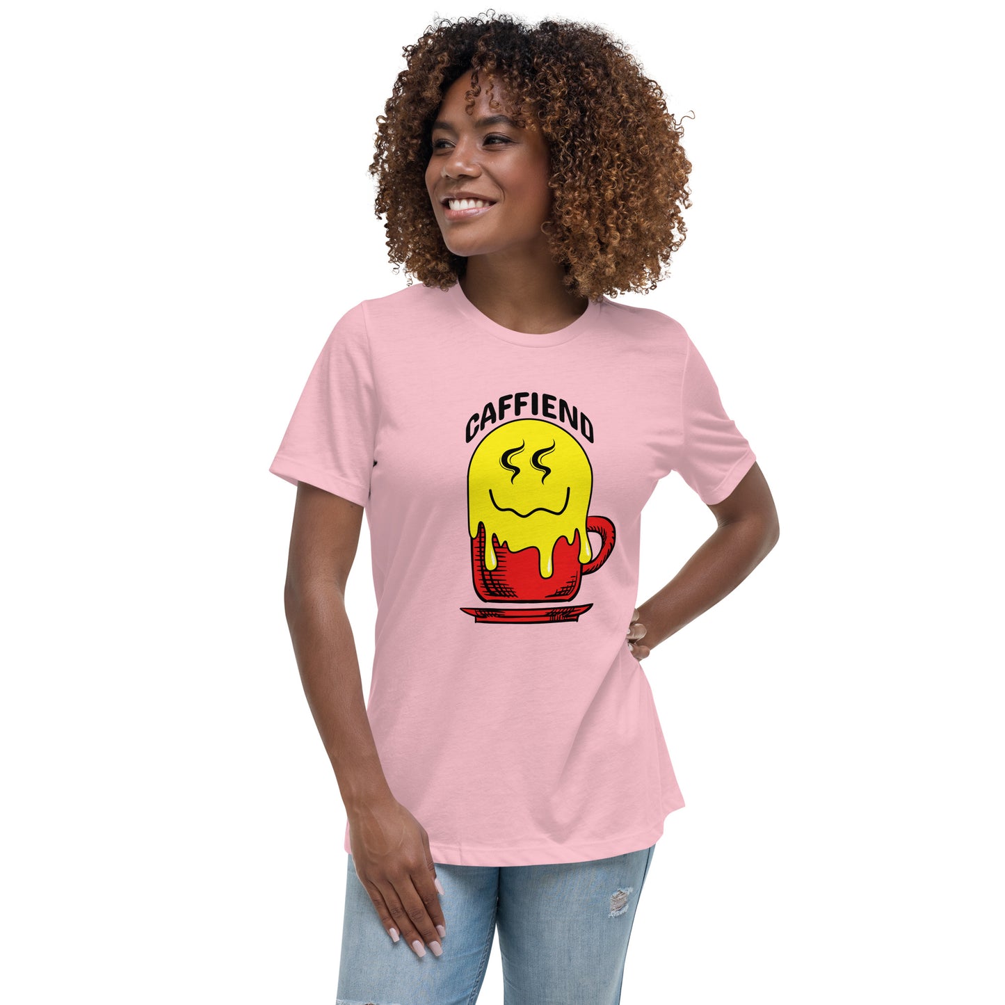 Melting Smile Emoji Caffeind Women's Relaxed T-Shirt