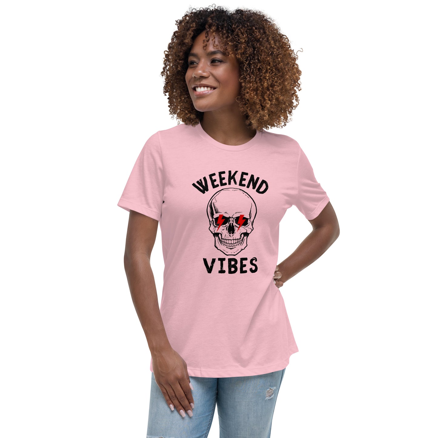 Weekend Vibes Lightning Skull Women's Relaxed T-Shirt