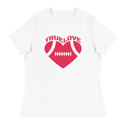 True Love Football Heart Women's Relaxed T-Shirt