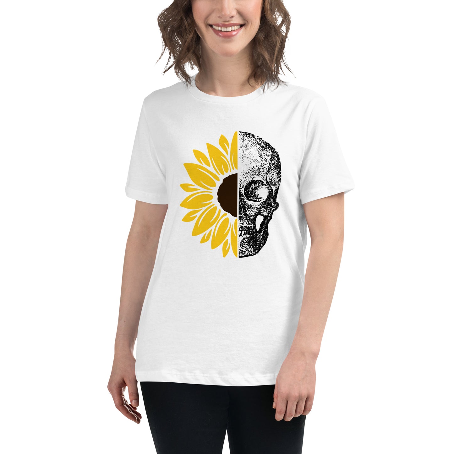 Good days Bad days Sunflower Skull Women's Relaxed T-Shirt