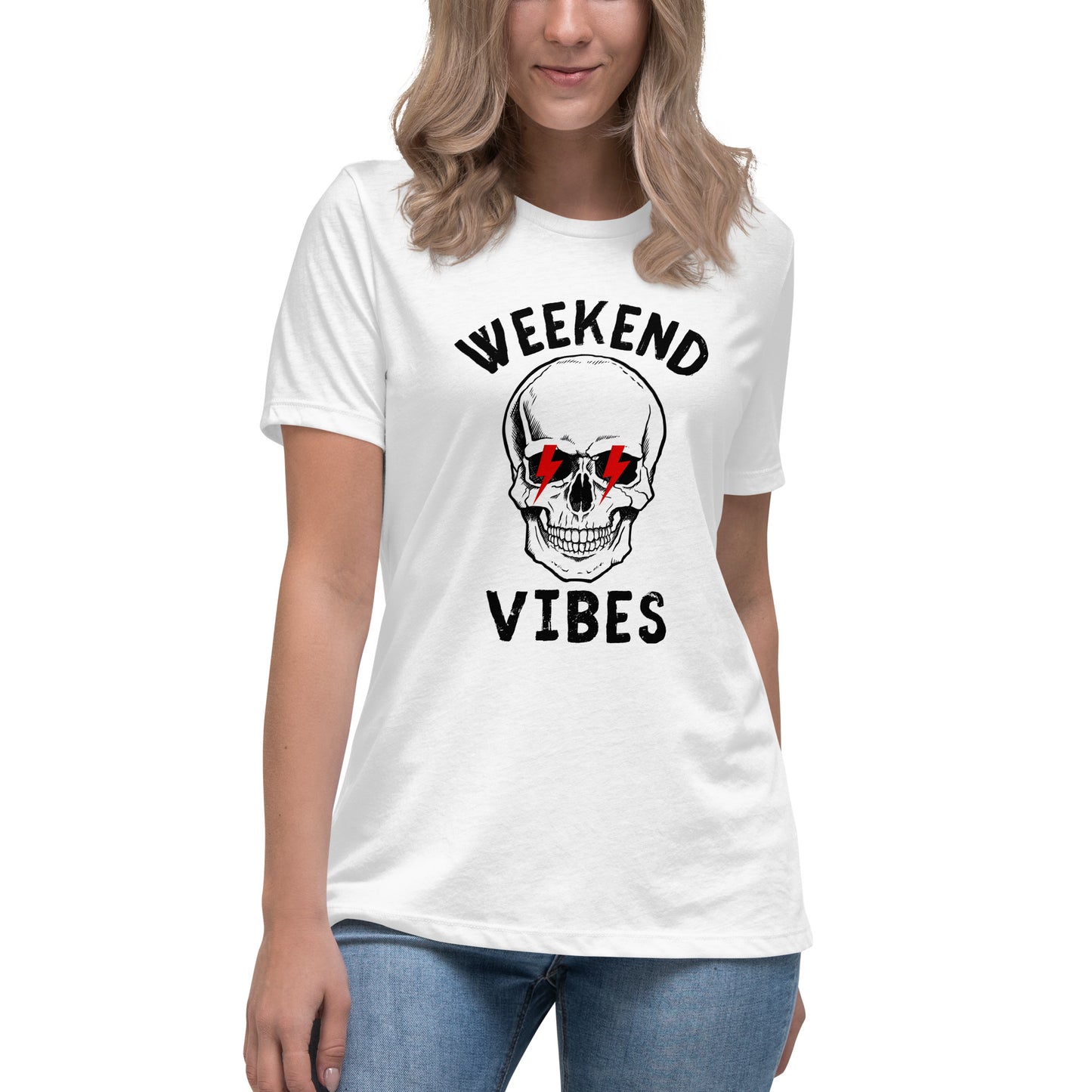 Weekend Vibes Lightning Skull Women's Relaxed T-Shirt