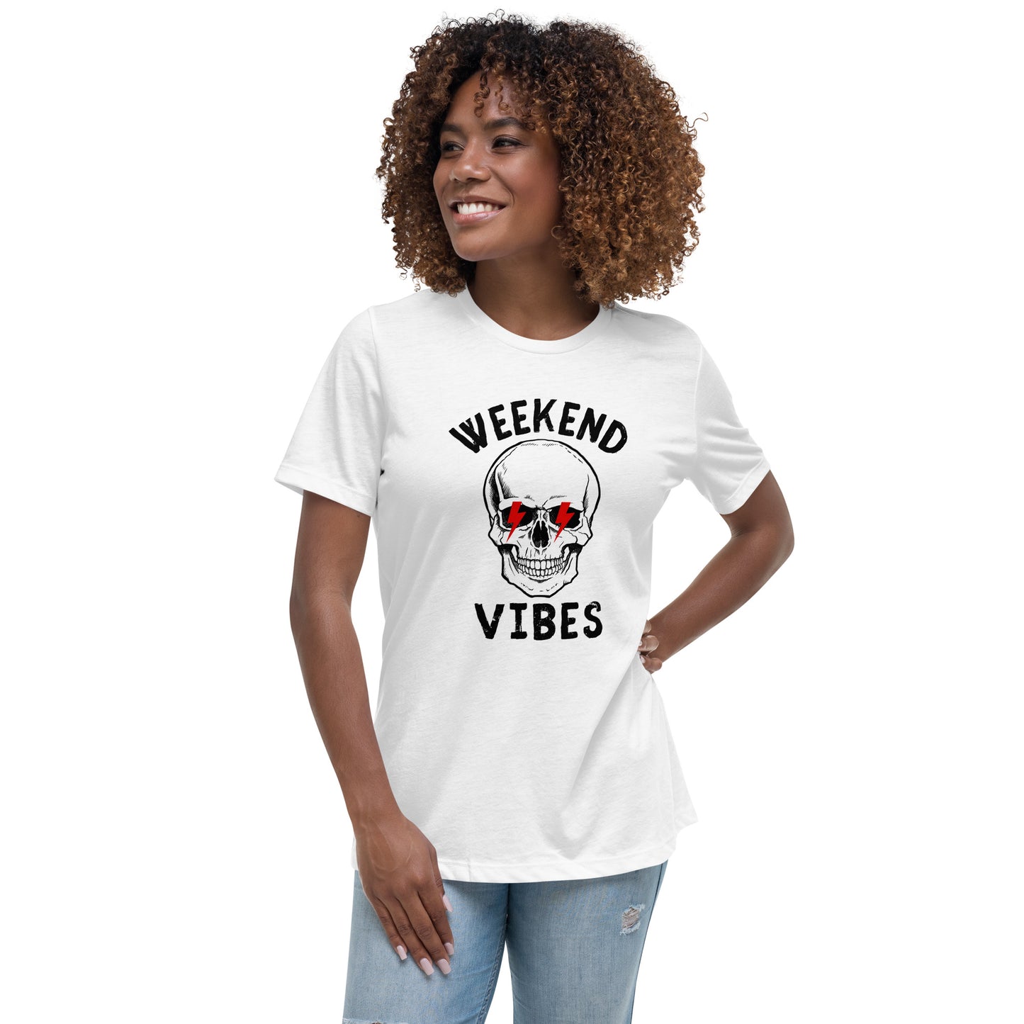 Weekend Vibes Lightning Skull Women's Relaxed T-Shirt